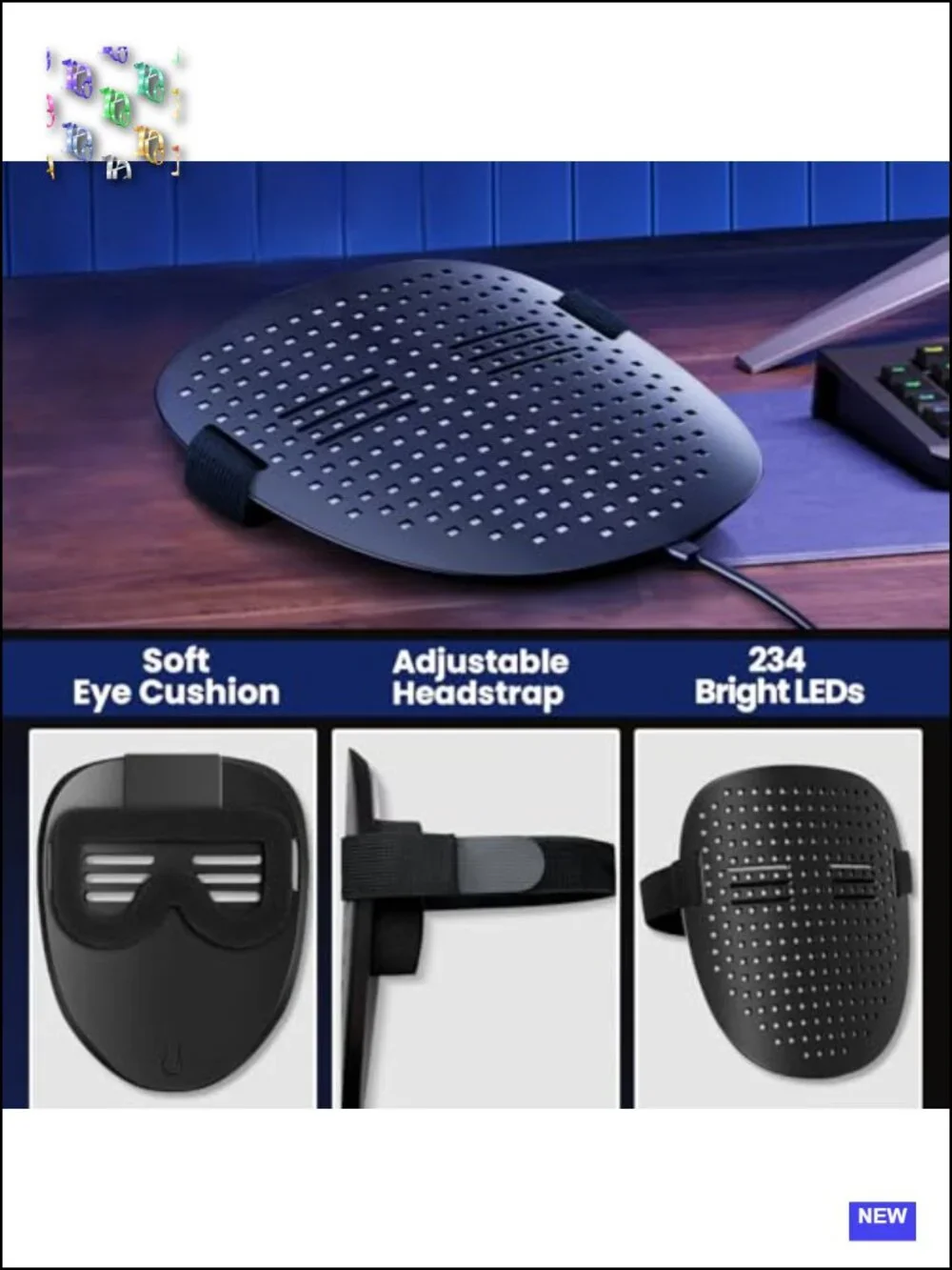 LED Light Up Mask with Gesture Sensing Halloween Costume Accessory